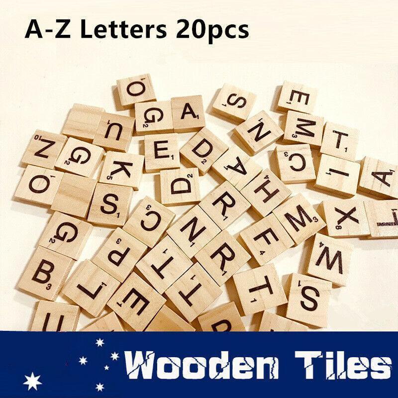 20X Wooden Alphabet Scrabble Tiles A-Z Letters and Numbers DIY Craft Game Pieces - 500pcs PACK