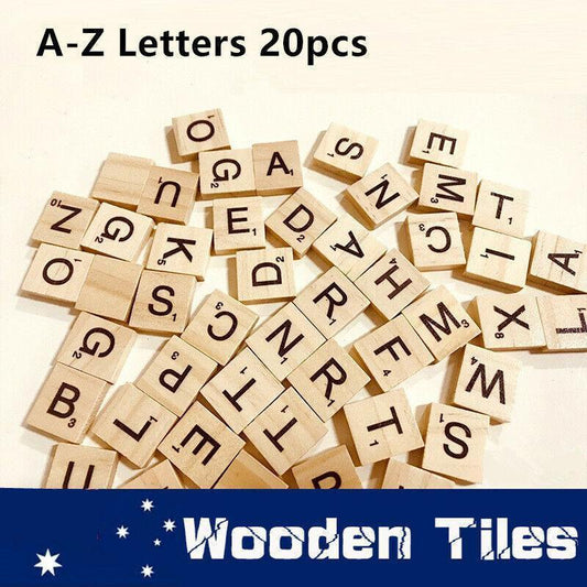 20X Wooden Alphabet Scrabble Tiles A-Z Letters and Numbers DIY Craft Game Pieces - 500pcs PACK