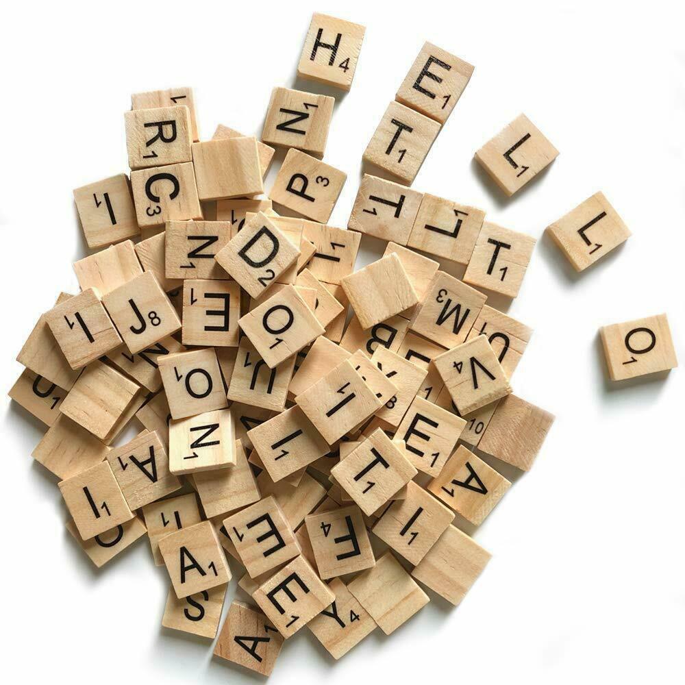 20X Wooden Alphabet Scrabble Tiles A-Z Letters and Numbers DIY Craft Game Pieces - 500pcs PACK
