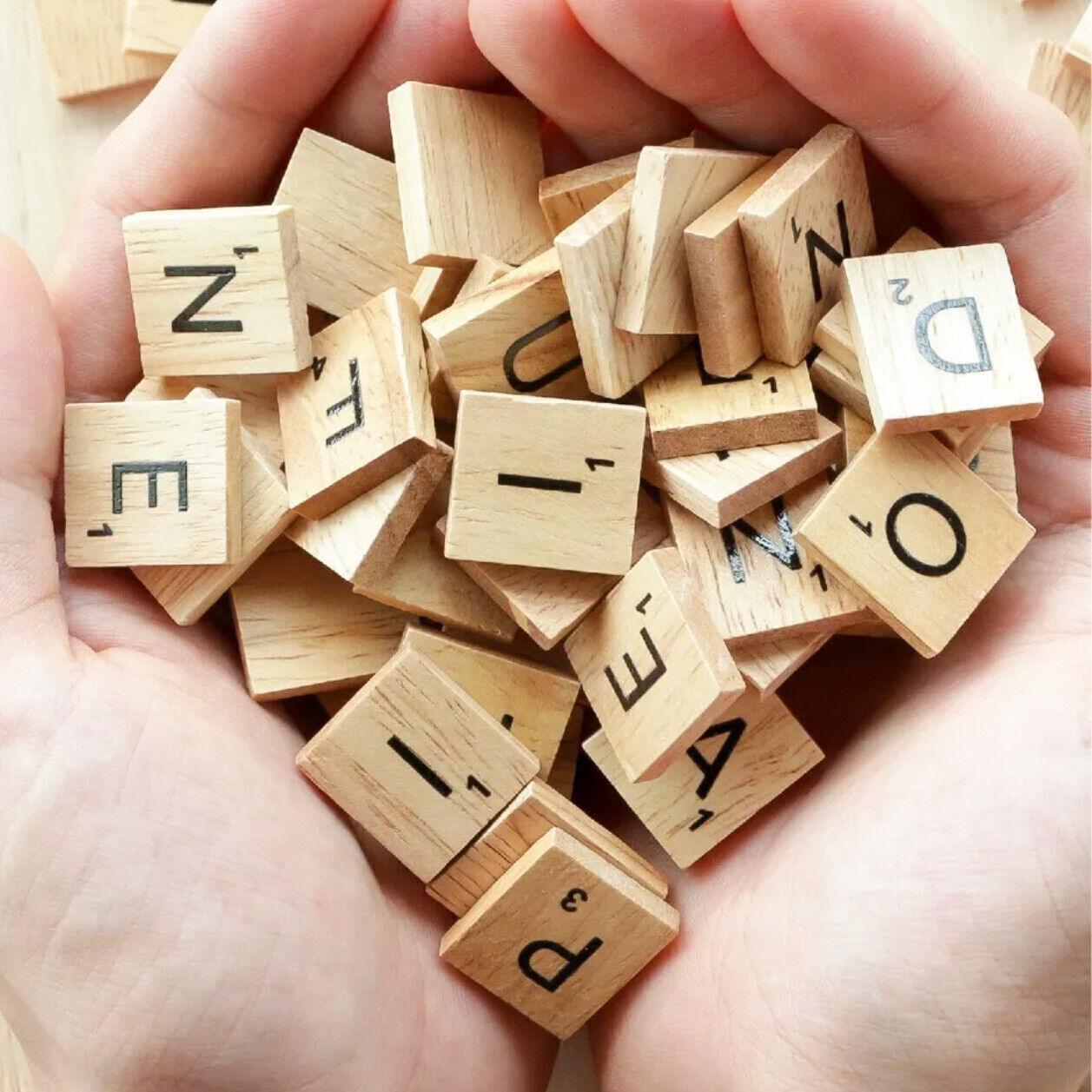 20X Wooden Alphabet Scrabble Tiles A-Z Letters and Numbers DIY Craft Game Pieces - 500pcs PACK