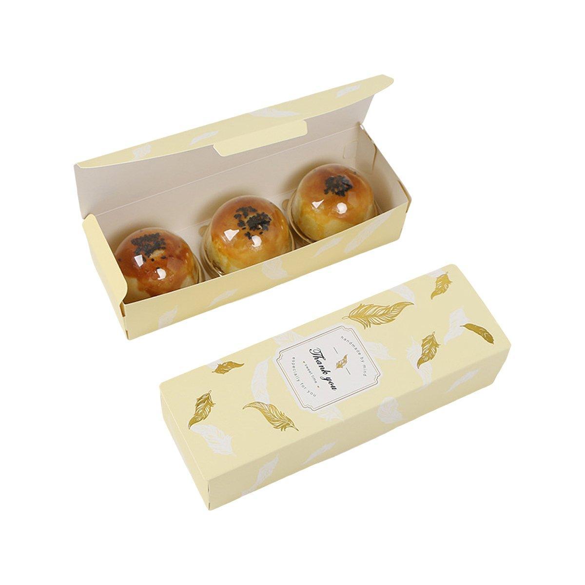 25pcs Long Strip Clamshell Packaging Box 3-Compartment Dessert Storage Box - Marble