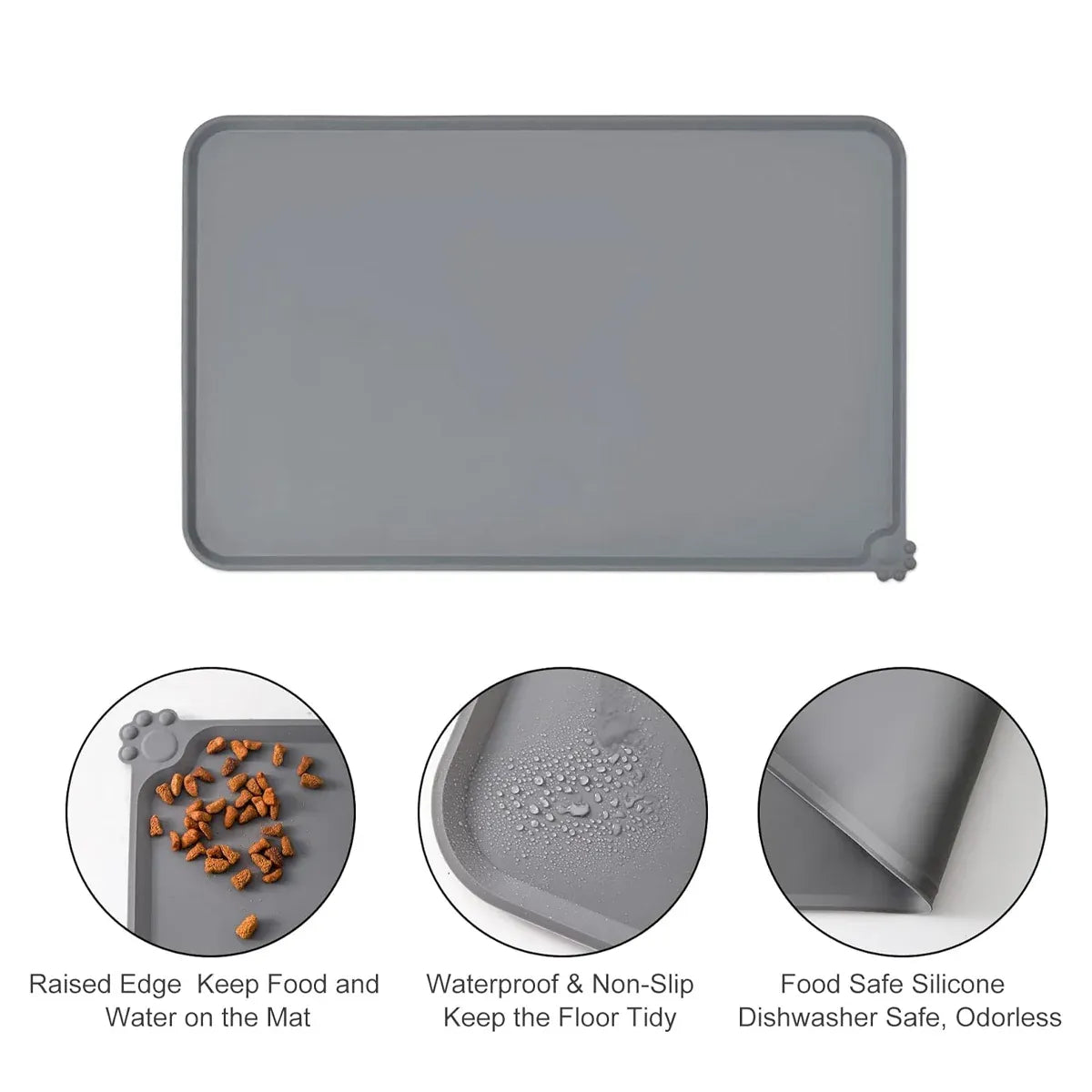 Silicone Pet Mat Spill-Proof Easy to Clean Mat for Pets Dog Food Placemat - 48x30cm