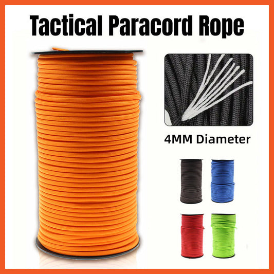100m Paracord Outdoor Camping Binding Braided Rope Survival Gear Hiking Rope - Brown