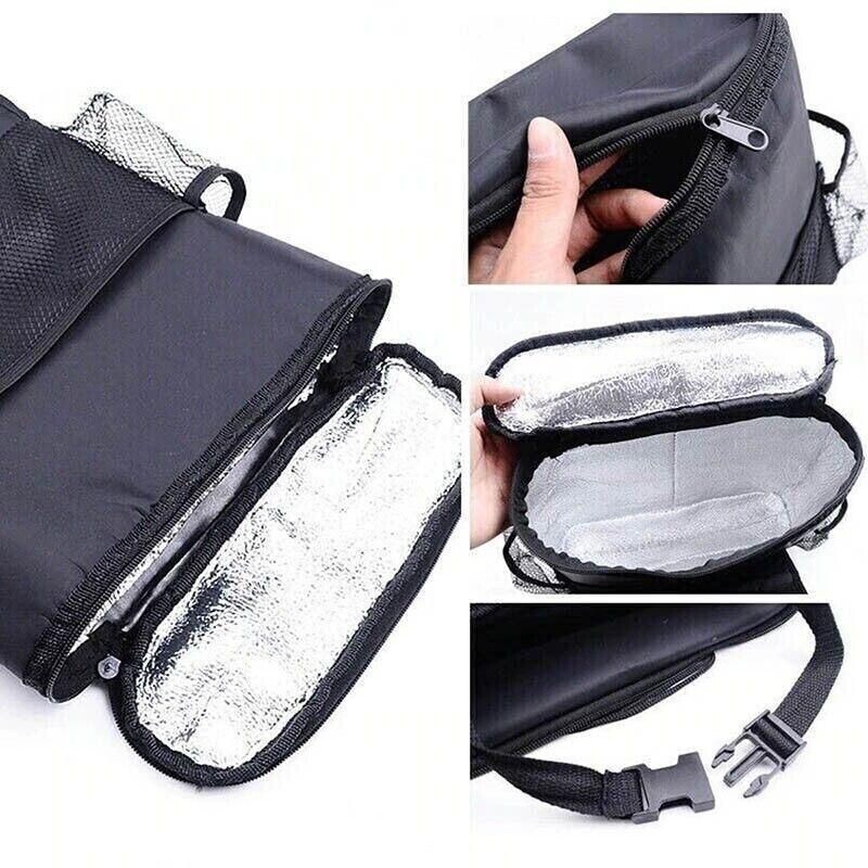 Vehicle Seat Back Organiser Insulated Storage Bag with Mesh Pockets for Travel Use