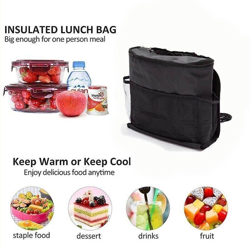 Vehicle Seat Back Organiser Insulated Storage Bag with Mesh Pockets for Travel Use