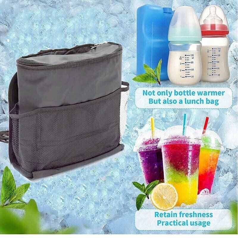 Vehicle Seat Back Organiser Insulated Storage Bag with Mesh Pockets for Travel Use