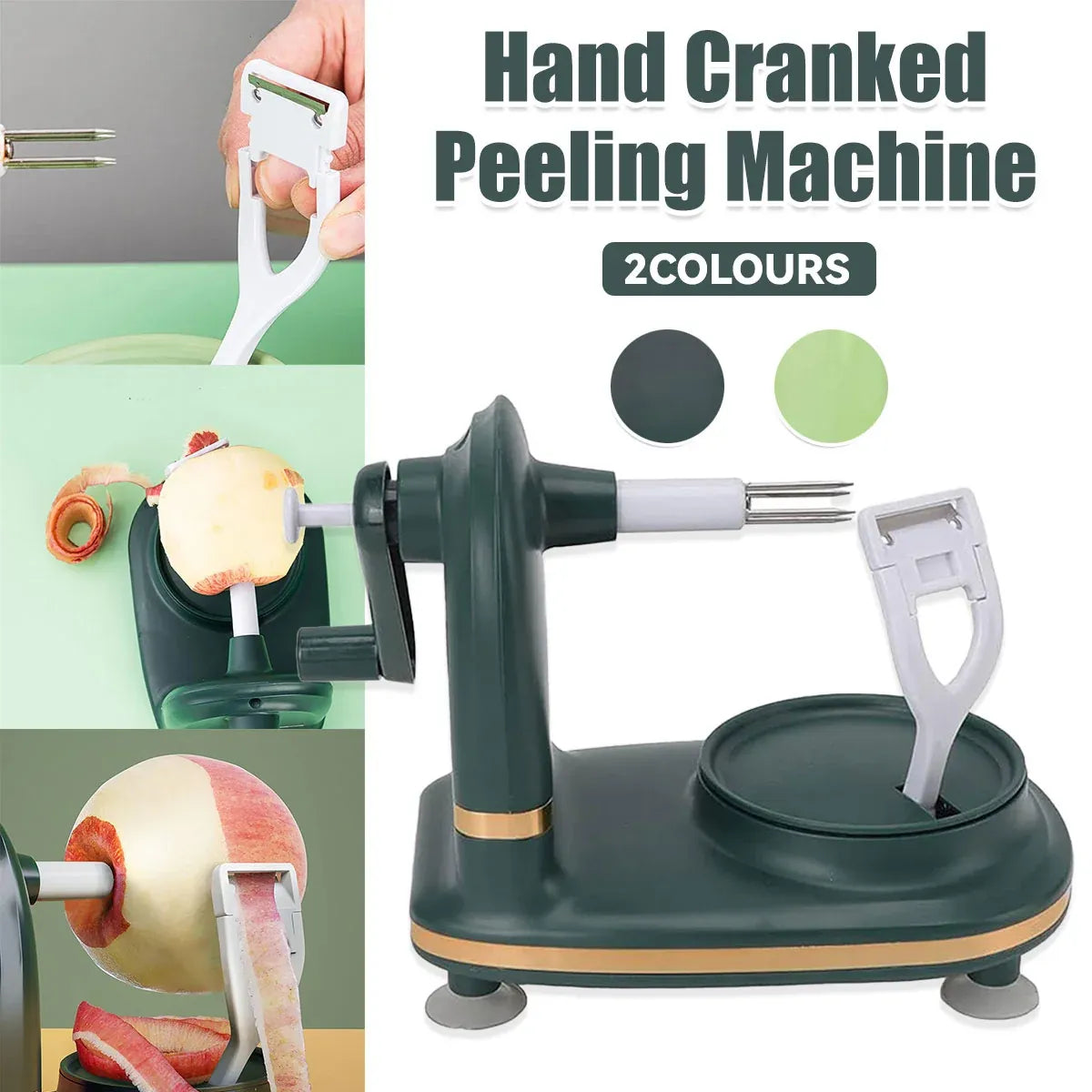 Hand Cranked Fruit Peeling Machine for Home Kitchen Apple Potato Peeling Tool - Dark Green