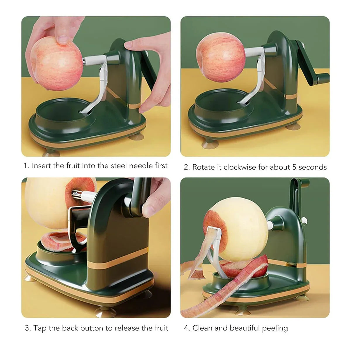 Hand Cranked Fruit Peeling Machine for Home Kitchen Apple Potato Peeling Tool - Dark Green