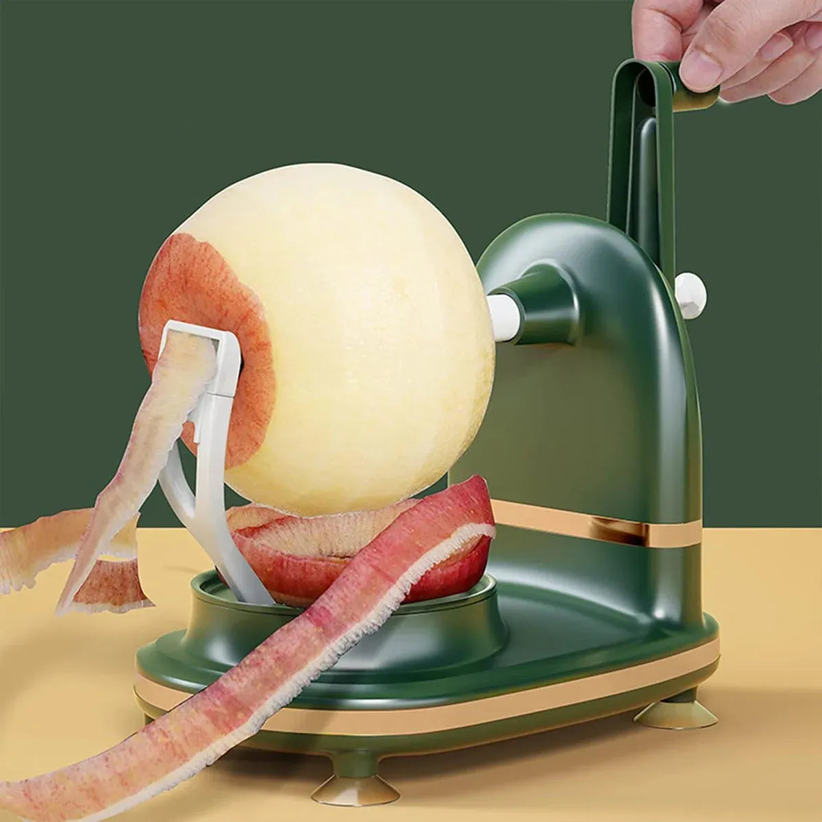 Hand Cranked Fruit Peeling Machine for Home Kitchen Apple Potato Peeling Tool - Dark Green