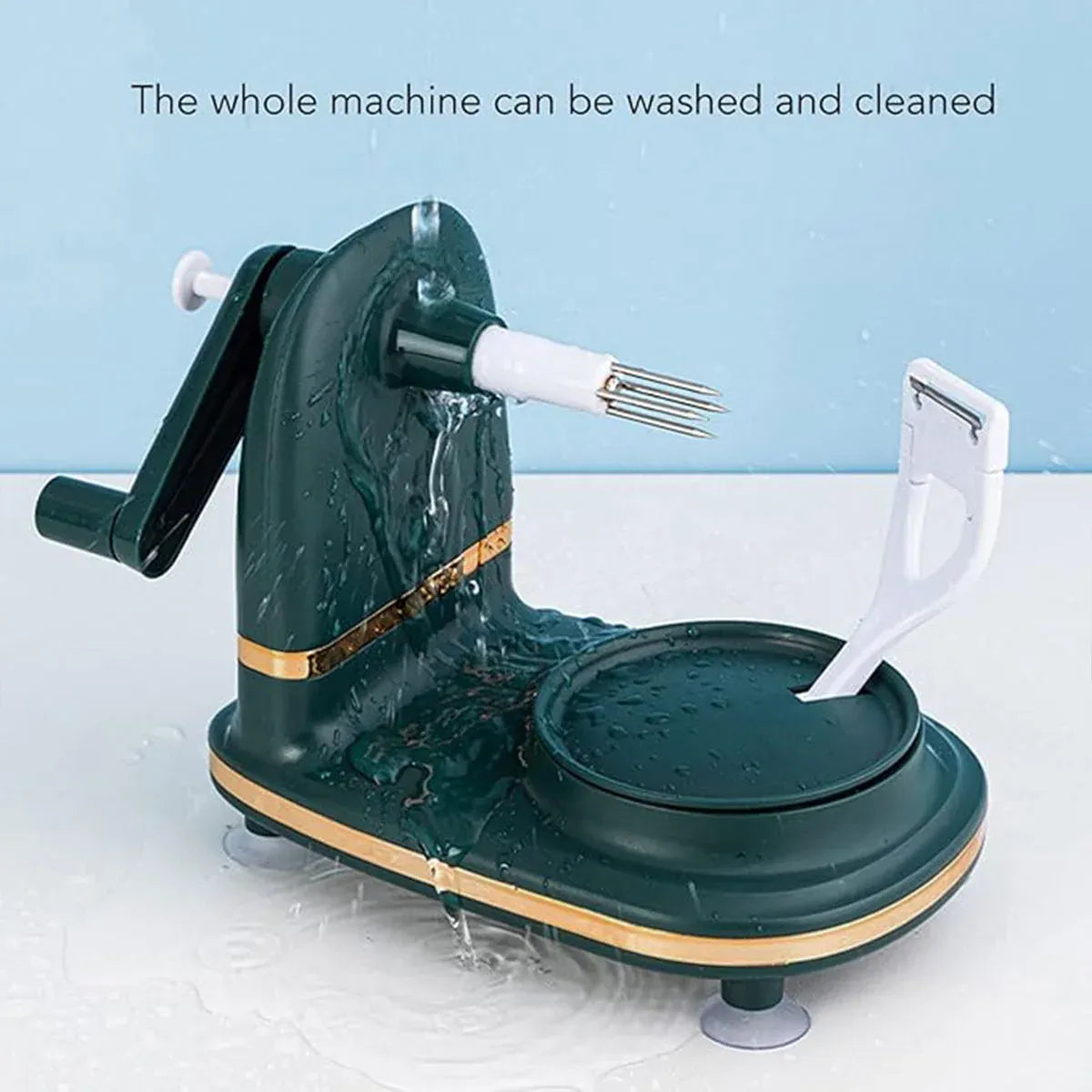Hand Cranked Fruit Peeling Machine for Home Kitchen Apple Potato Peeling Tool - Dark Green