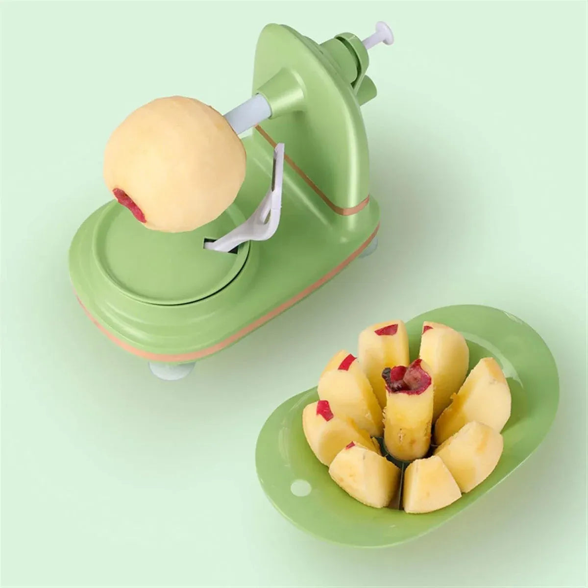 Hand Cranked Fruit Peeling Machine for Home Kitchen Apple Potato Peeling Tool - Dark Green
