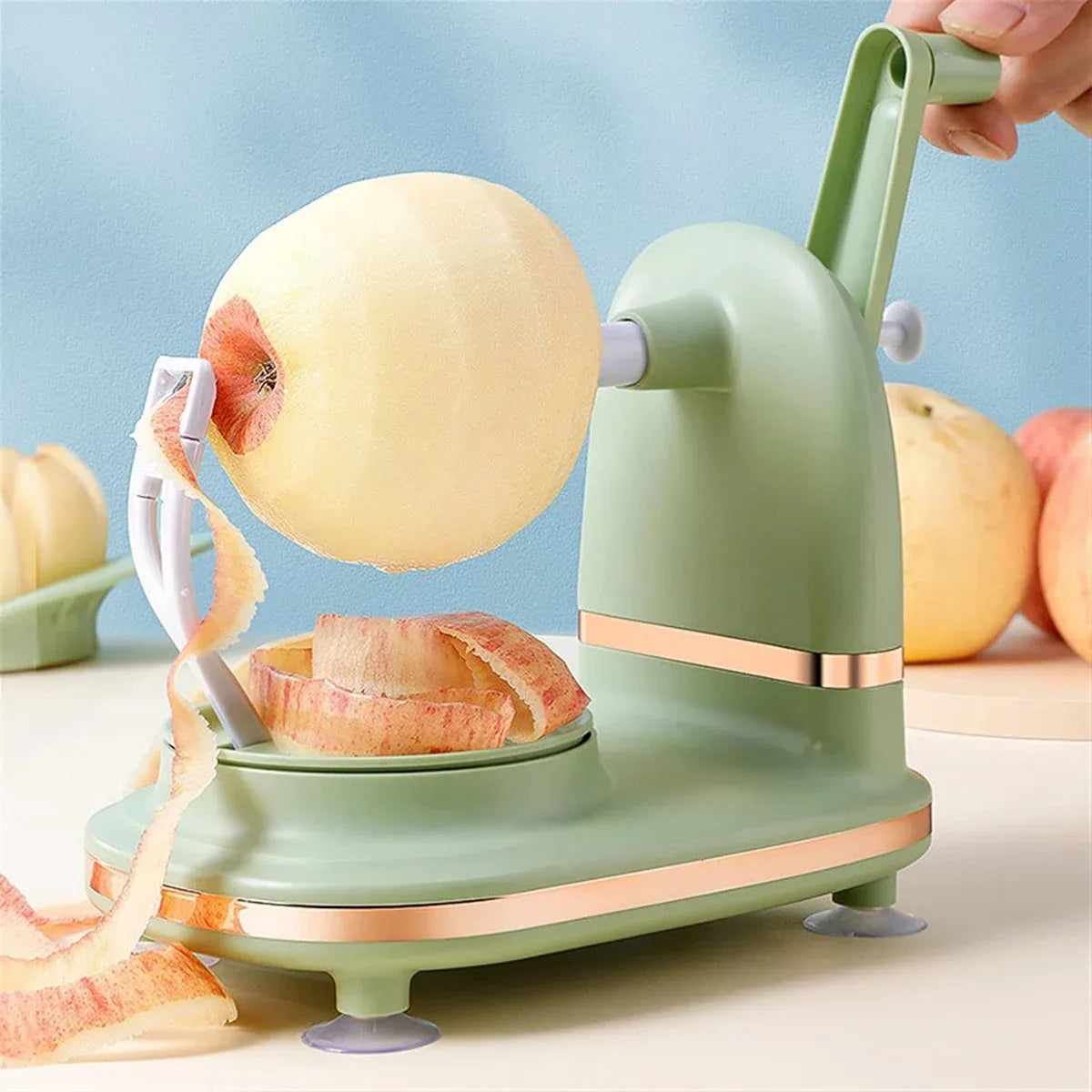 Hand Cranked Fruit Peeling Machine for Home Kitchen Apple Potato Peeling Tool - Dark Green
