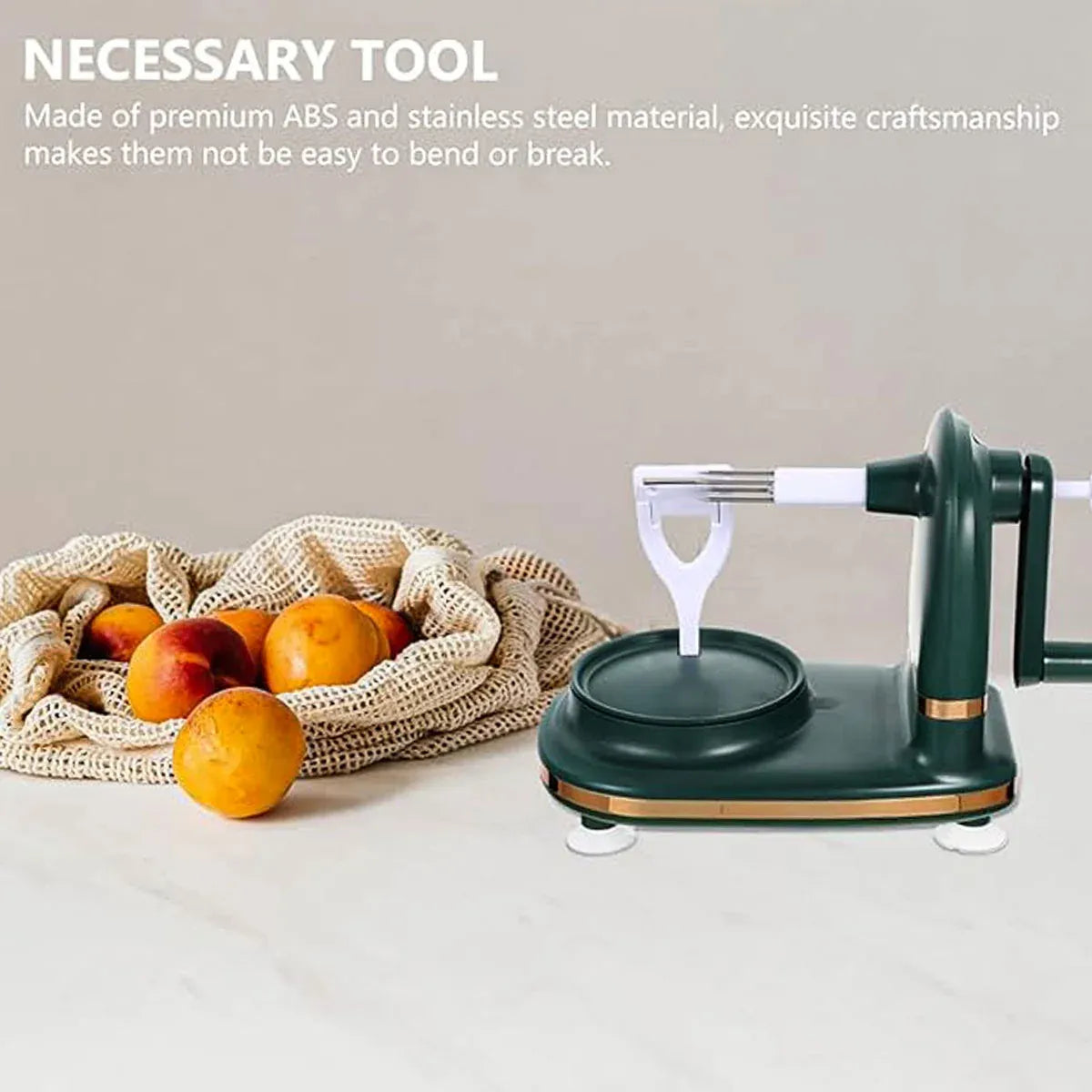 Hand Cranked Fruit Peeling Machine for Home Kitchen Apple Potato Peeling Tool - Dark Green