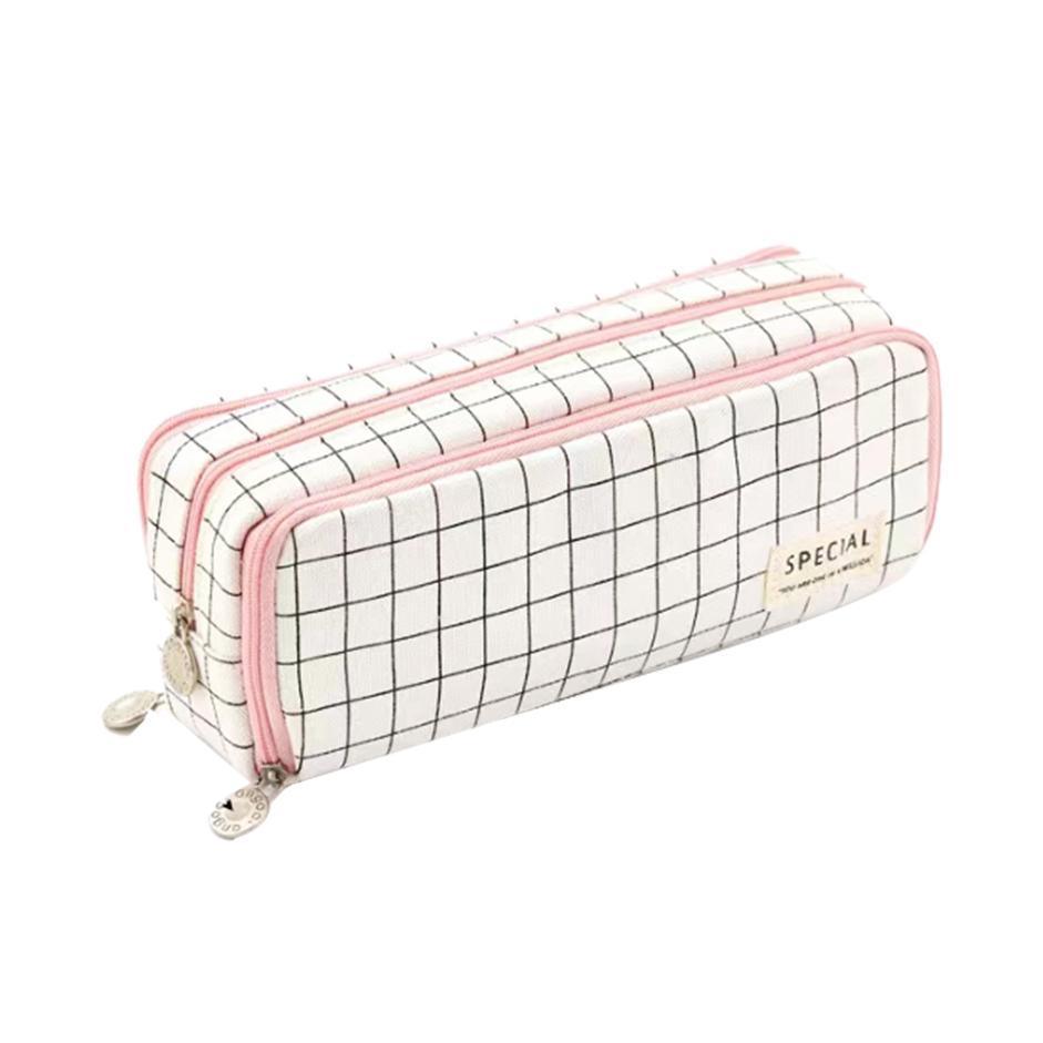 Zipper Pencil Case Large Capacity Storage Bag School Stationery Makeup Organizer - Dark Grey