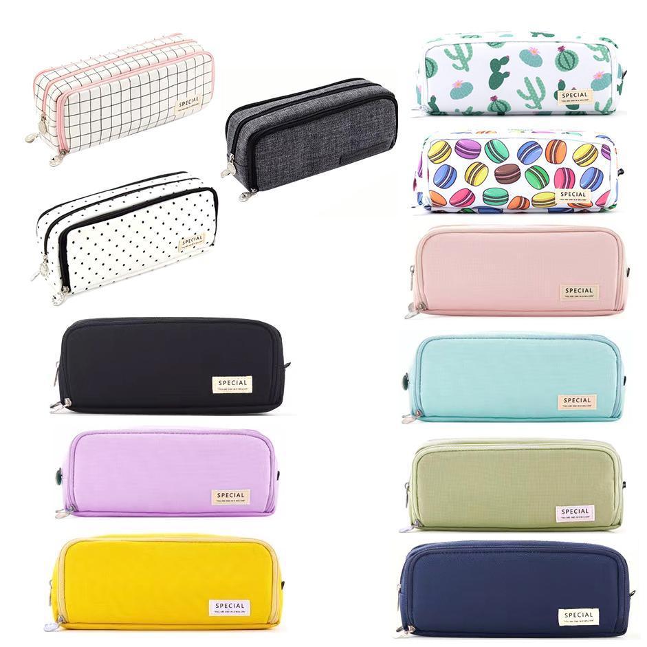 Zipper Pencil Case Large Capacity Storage Bag School Stationery Makeup Organizer - Purple
