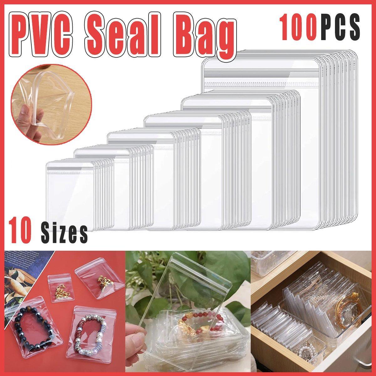 100pcs PVC Self-Sealing Jewelry Bags Anti-Oxidation Storage Dustproof Bags - 12*12cm
