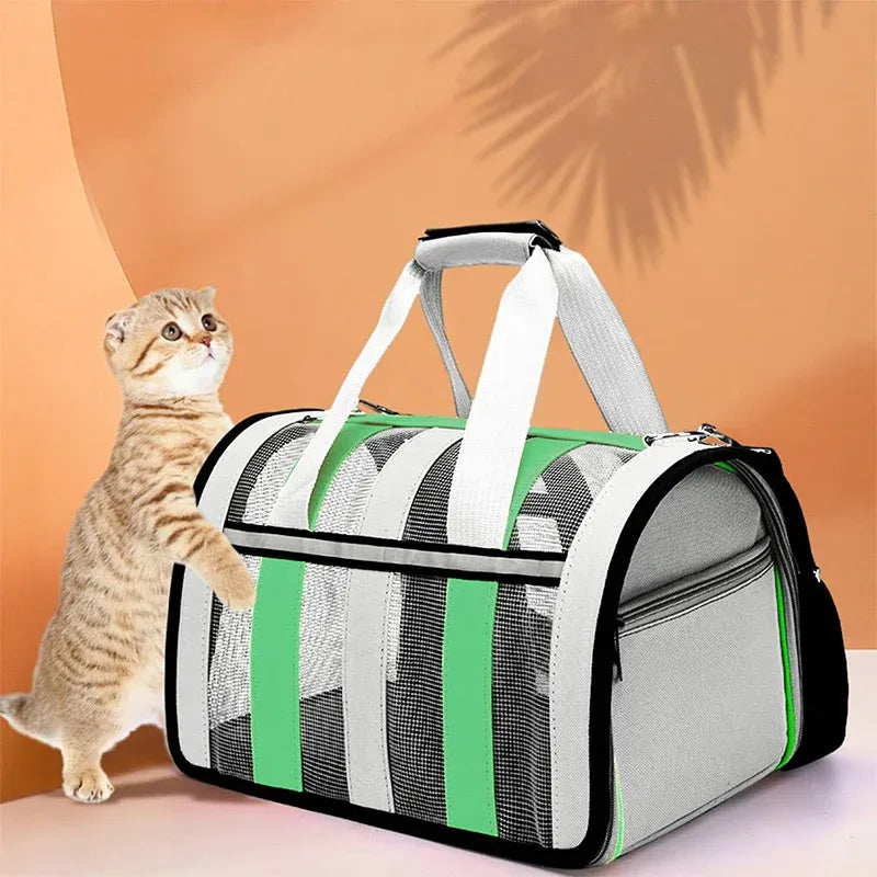 Pet Carrier Bag Portable Travel Cat Tote Bag Soft Breathable Cat Bag for Outdoor - Blue