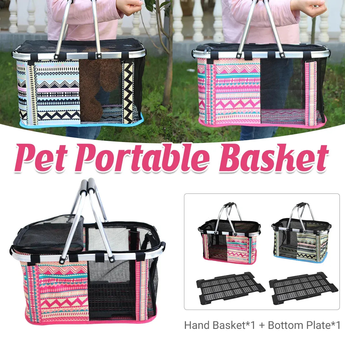 Pet Outdoor Carrying Baskets Portable Cat Dog Travel Bags Pet Carrier Breathable - Blue