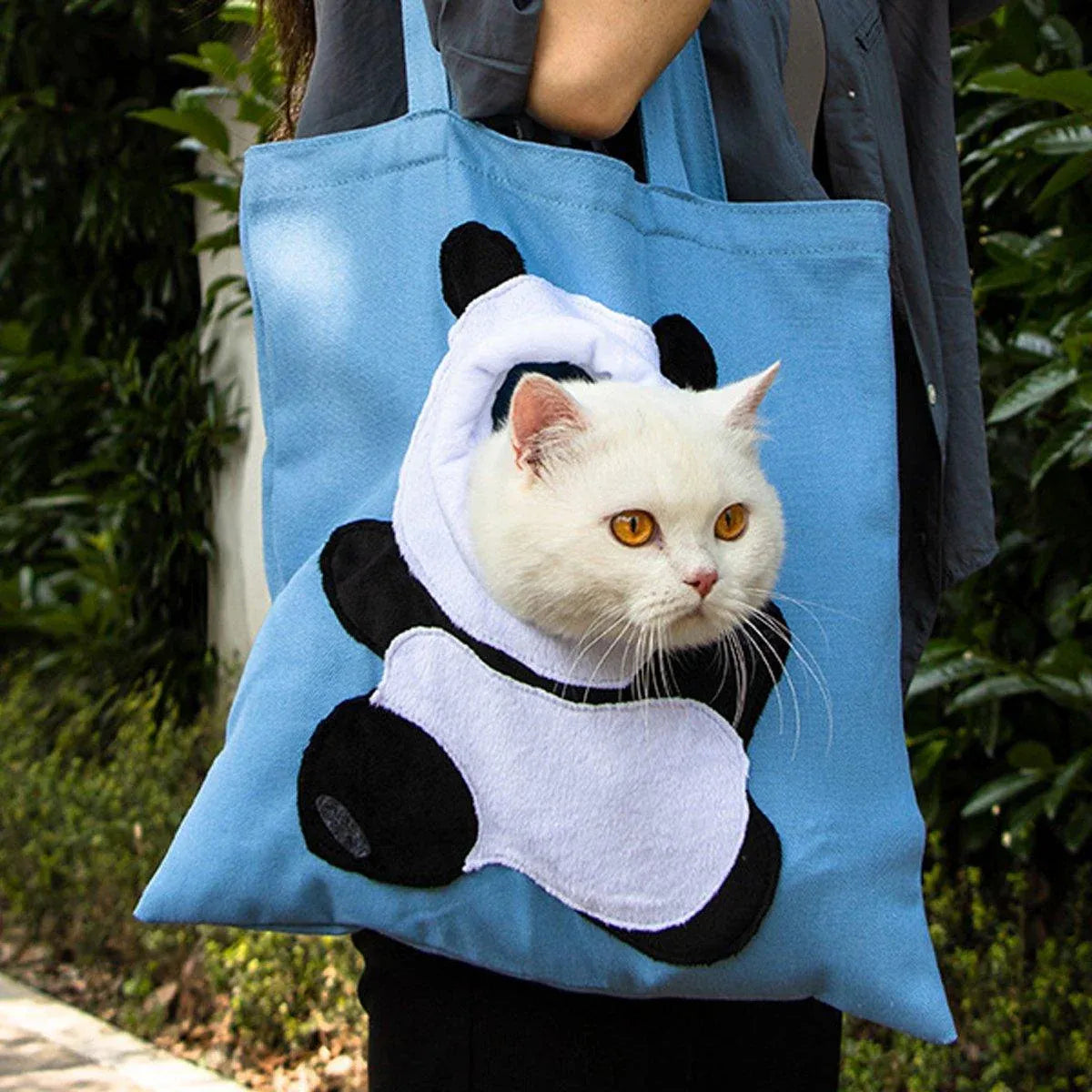 Portable One Shoulder Cat Dog Canvas Bag Breathable Pet Carrier for Travel - Blue