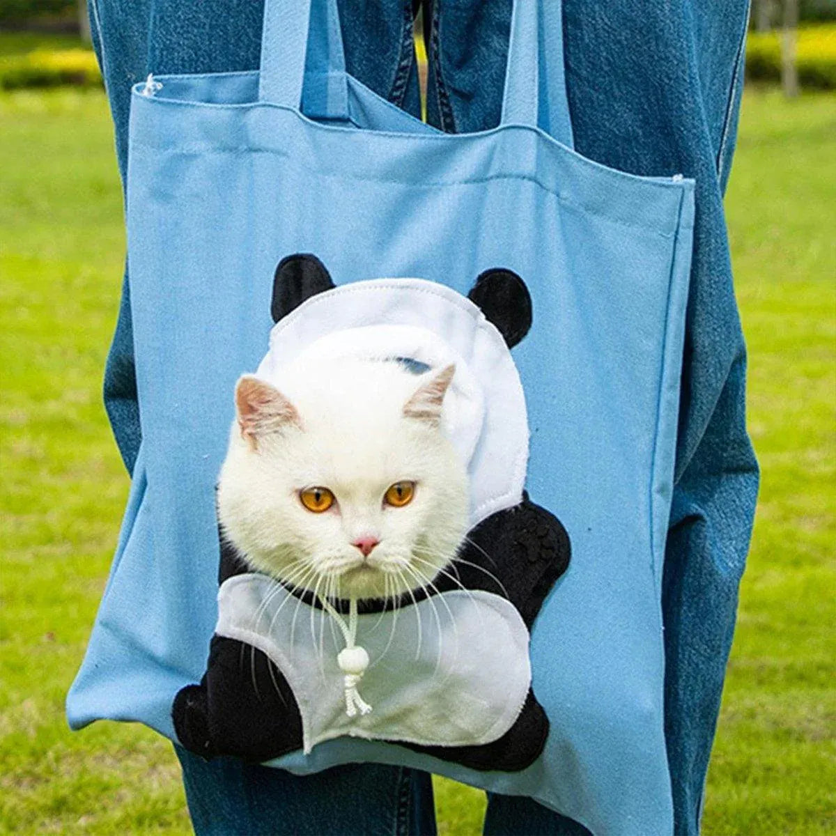 Portable One Shoulder Cat Dog Canvas Bag Breathable Pet Carrier for Travel - Blue