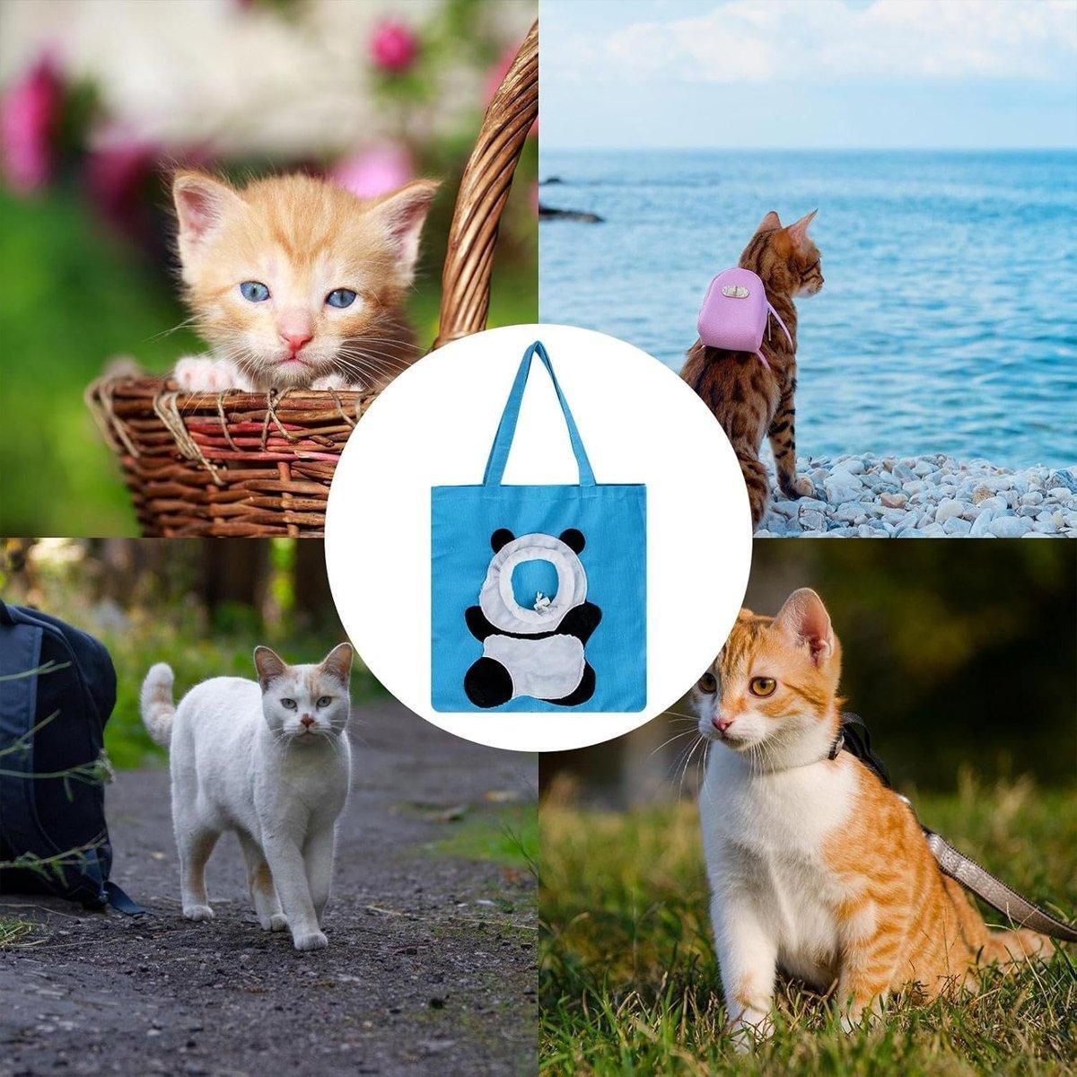 Portable One Shoulder Cat Dog Canvas Bag Breathable Pet Carrier for Travel - Blue