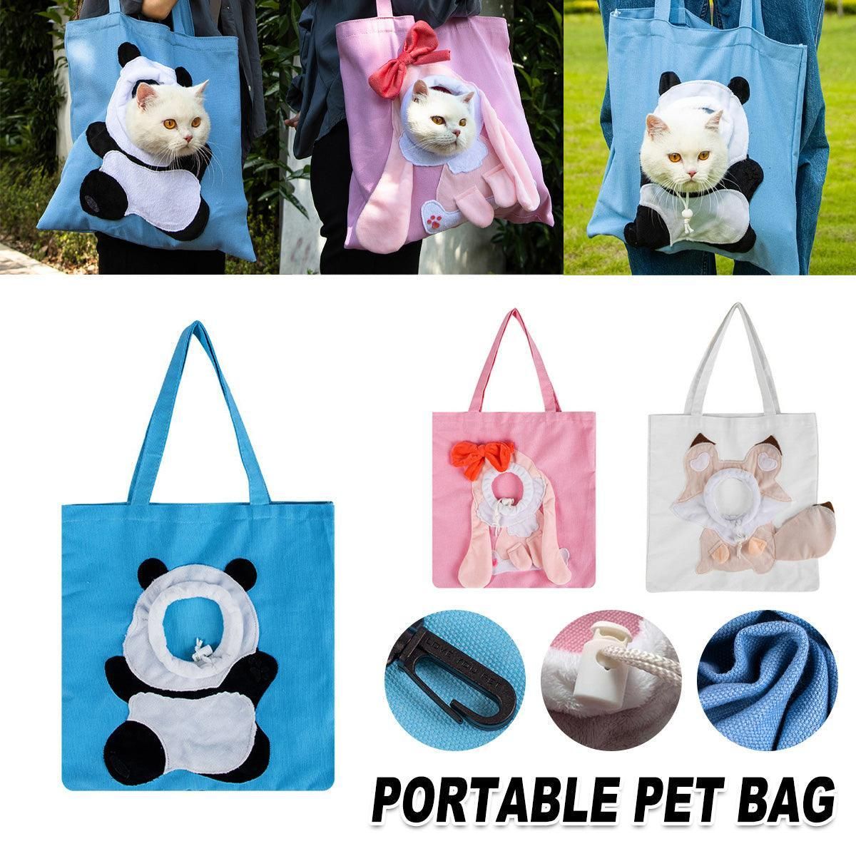 Portable One Shoulder Cat Dog Canvas Bag Breathable Pet Carrier for Travel - Pink
