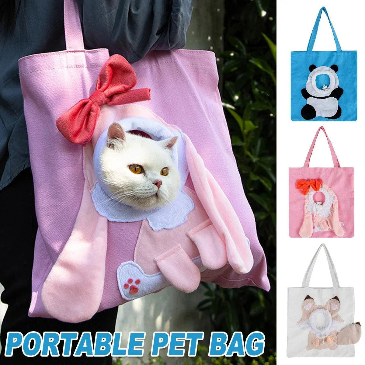Portable One Shoulder Cat Dog Canvas Bag Breathable Pet Carrier for Travel - Pink
