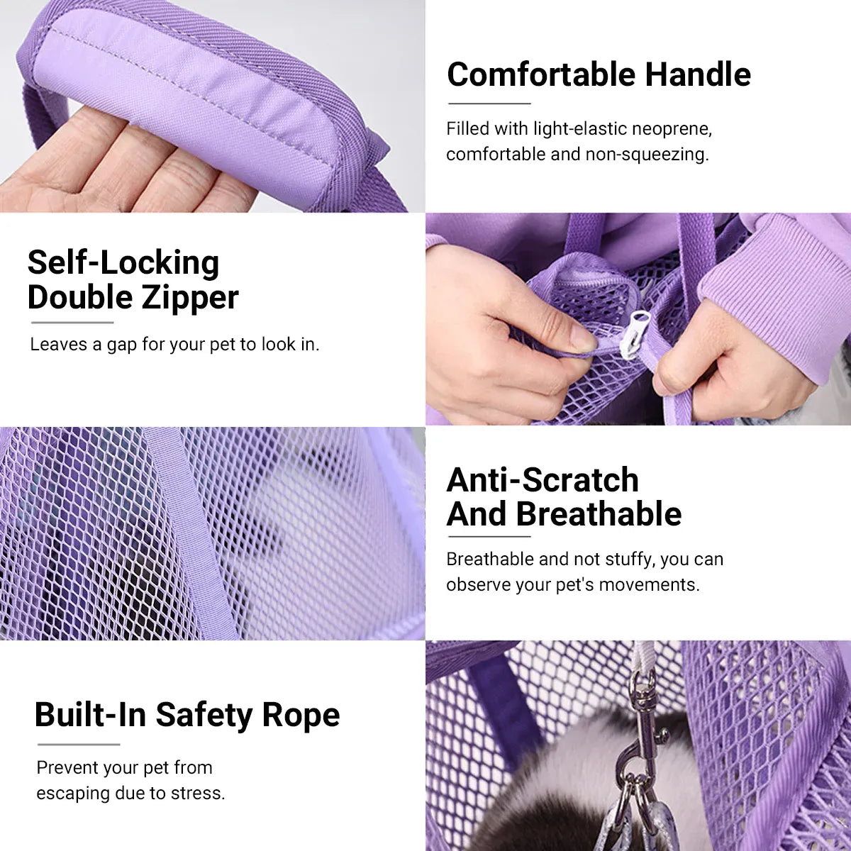 Escape Proof Pet Carrier Mesh Shoulder Bag Small Pet Travel Secure Strap Use