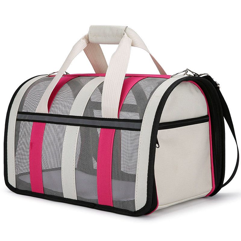 Pet Carrier Bag Portable Travel Cat Tote Bag Soft Breathable Cat Bag for Outdoor - Rose Red