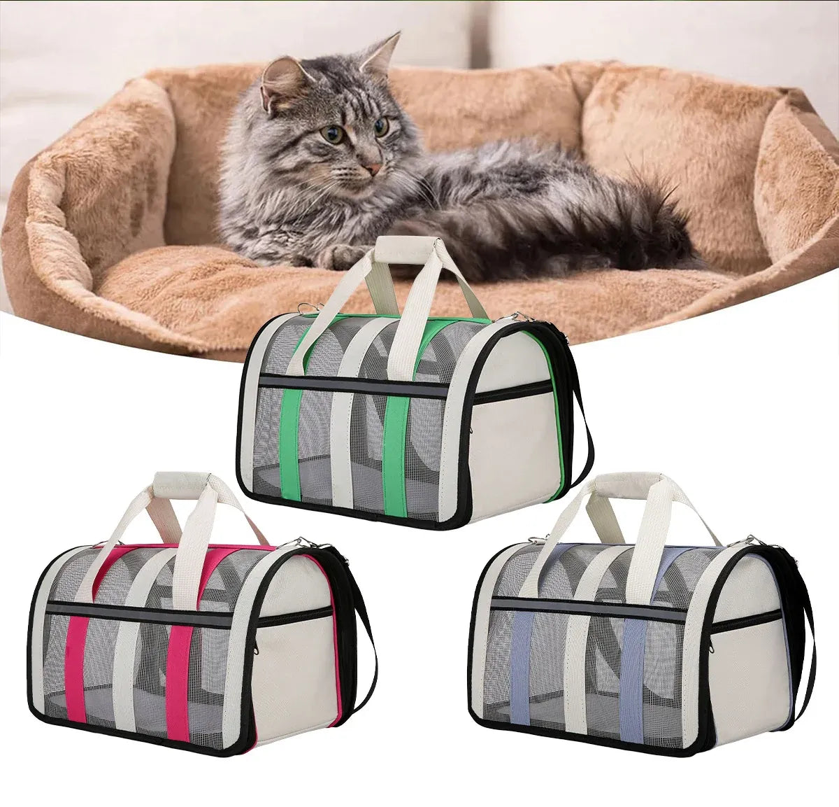 Pet Carrier Bag Portable Travel Cat Tote Bag Soft Breathable Cat Bag for Outdoor - Rose Red