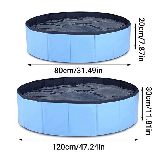 Pet Swimming Pool Foldable Portable Pool for Dogs Outdoor Summer Play - Blue-80x20cm