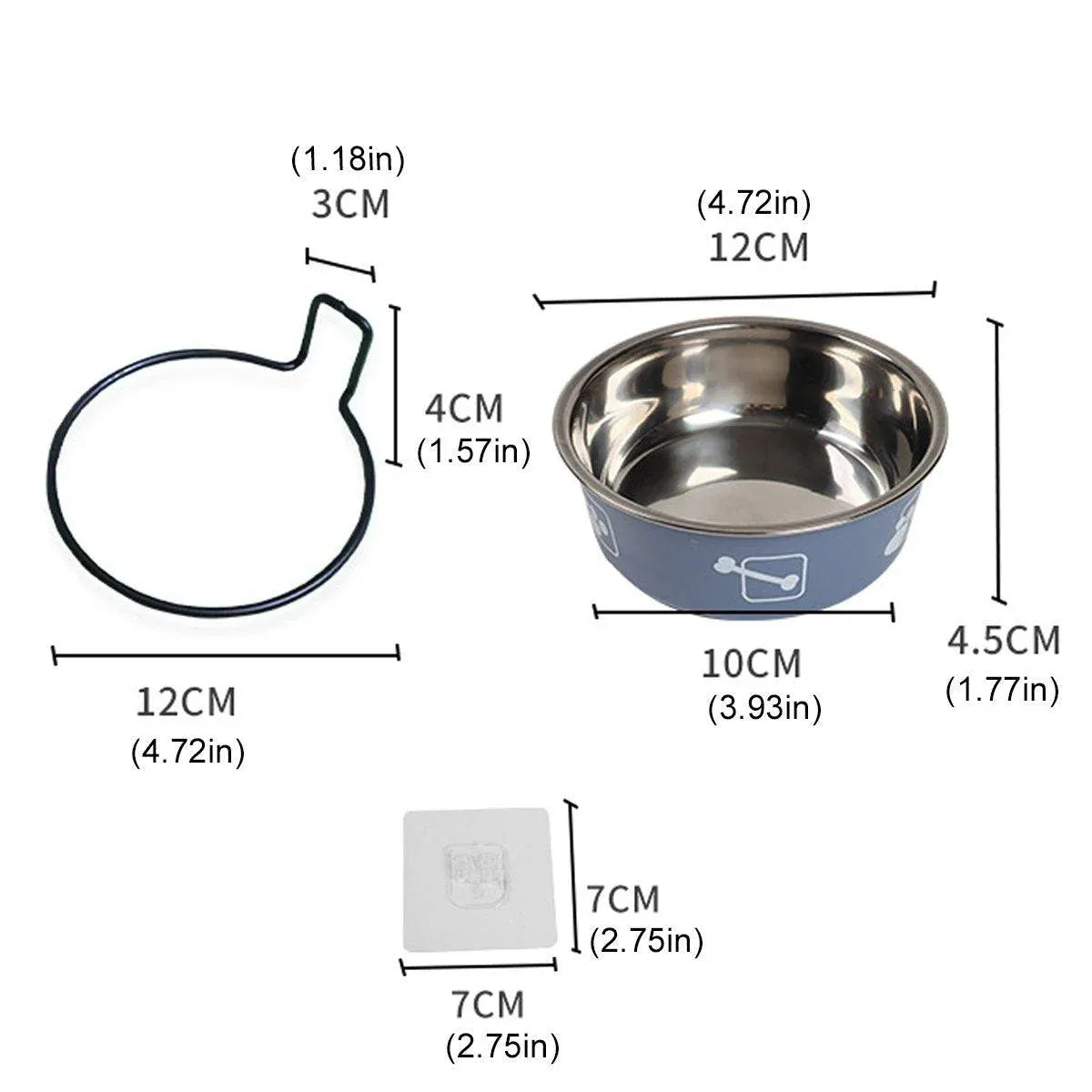 Stainless Steel Pet Bowl Hanging Cat Food Water Bowl Durable for Dogs and Cats - Black-14cm