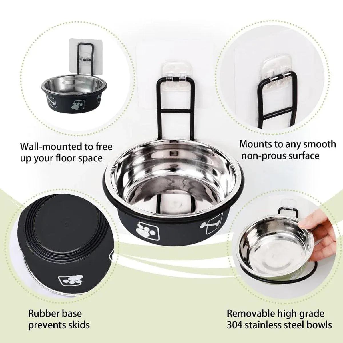 Stainless Steel Pet Bowl Hanging Cat Food Water Bowl Durable for Dogs and Cats - Black-14cm