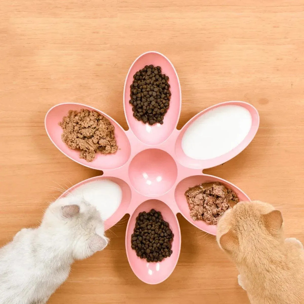 Multi Cat Feeding Bowl Petal Design Kitten Milk Bowl Puppy Dog Food Water Dish - Pink