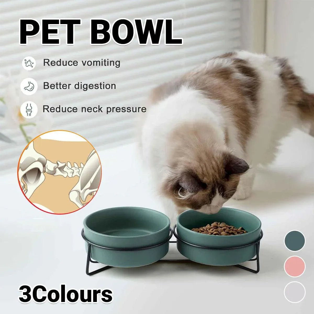 Ceramic Pet Bowl Cat Food Bowl Dog Bowl Drinking Bowl Pet Water Food Dish - Green