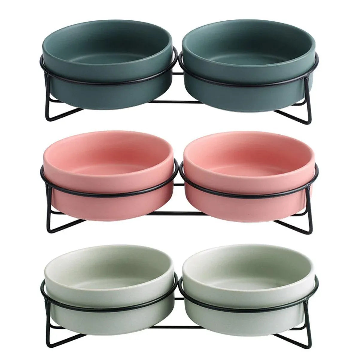 Ceramic Pet Bowl Cat Food Bowl Dog Bowl Drinking Bowl Pet Water Food Dish - Green