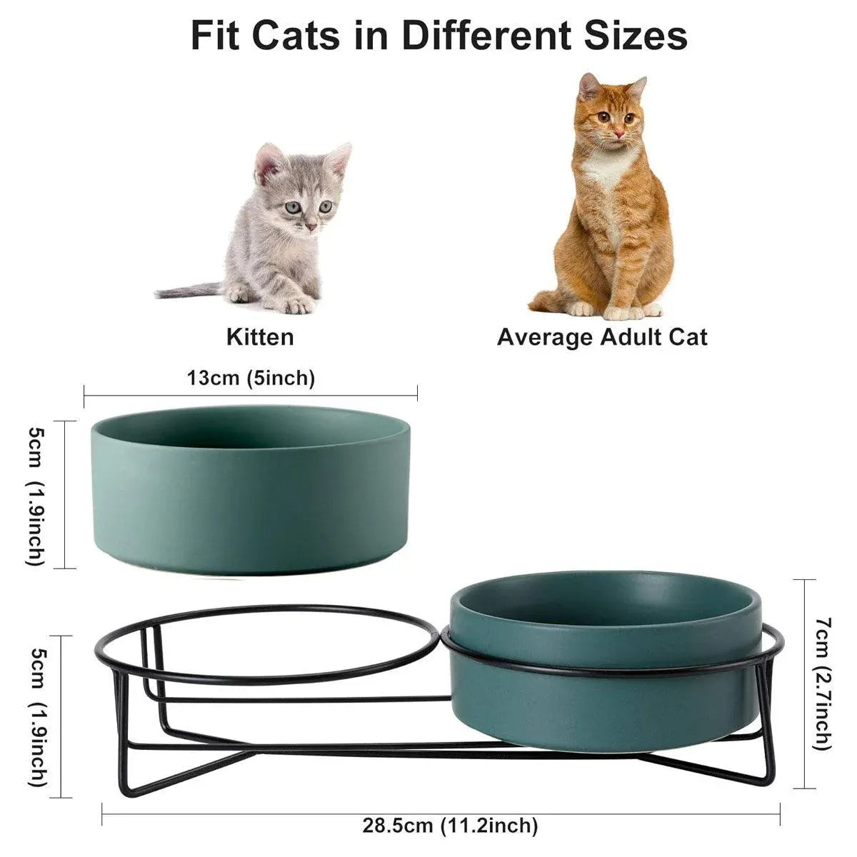 Ceramic Pet Bowl Cat Food Bowl Dog Bowl Drinking Bowl Pet Water Food Dish - Green