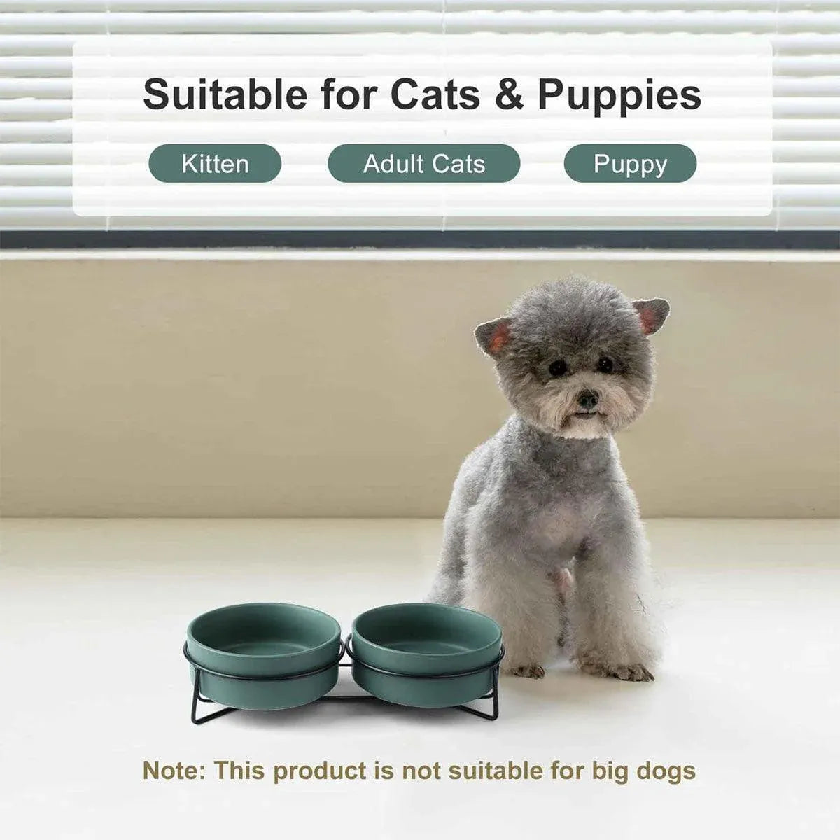 Ceramic Pet Bowl Cat Food Bowl Dog Bowl Drinking Bowl Pet Water Food Dish - Green