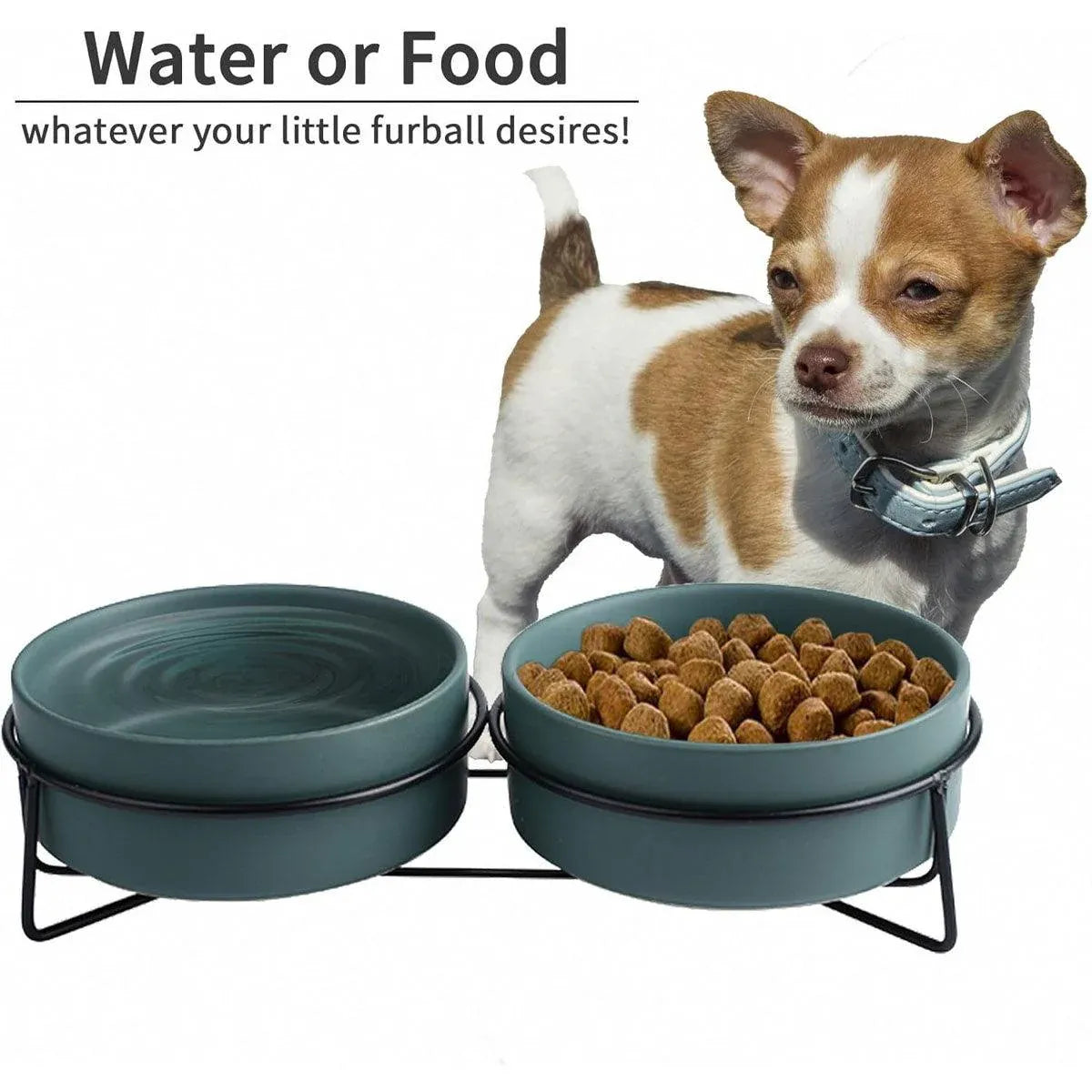Ceramic Pet Bowl Cat Food Bowl Dog Bowl Drinking Bowl Pet Water Food Dish - Green