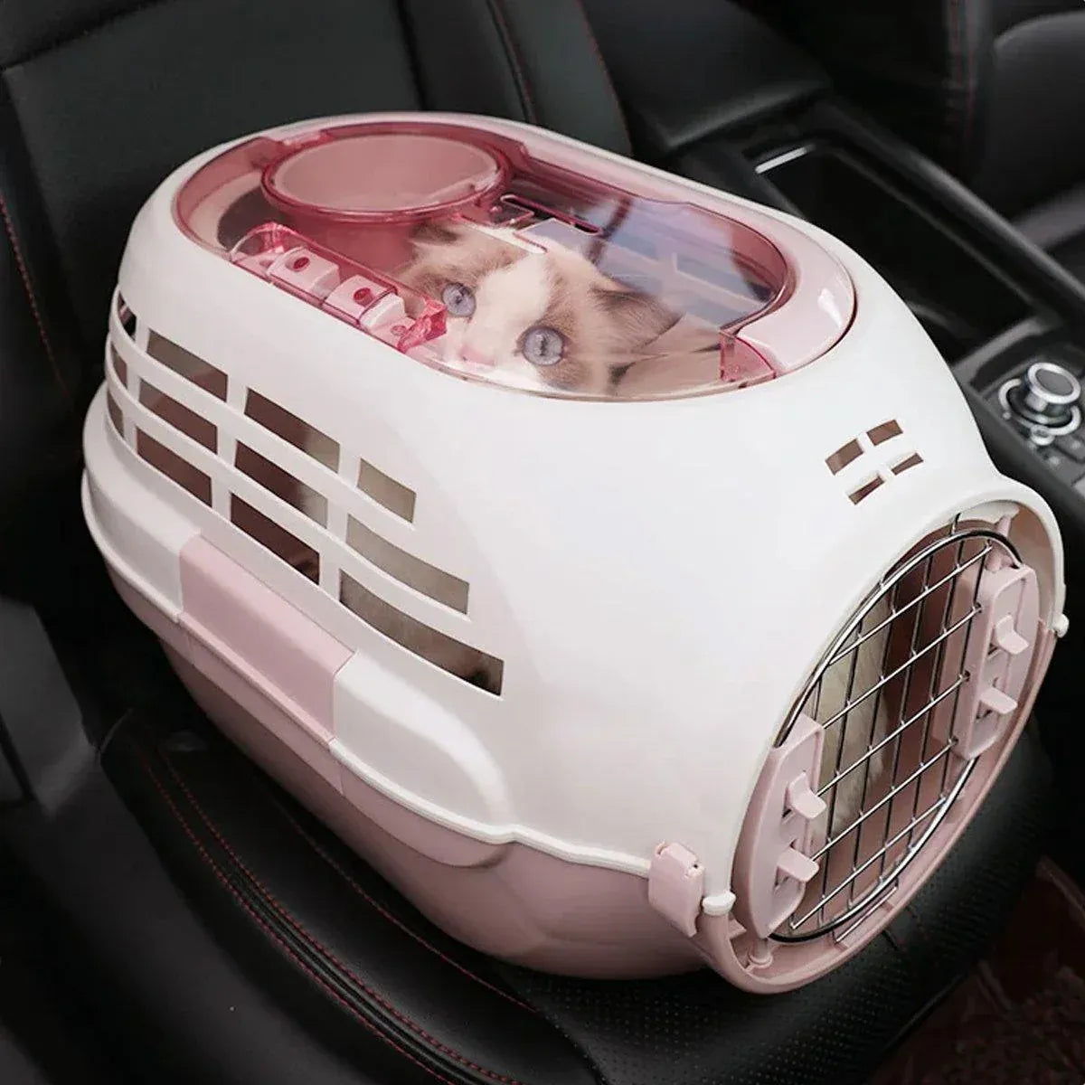 Dog and Cat Carrier Large Space Removable Sunroof Air Carrier for Pet Travel - Blue