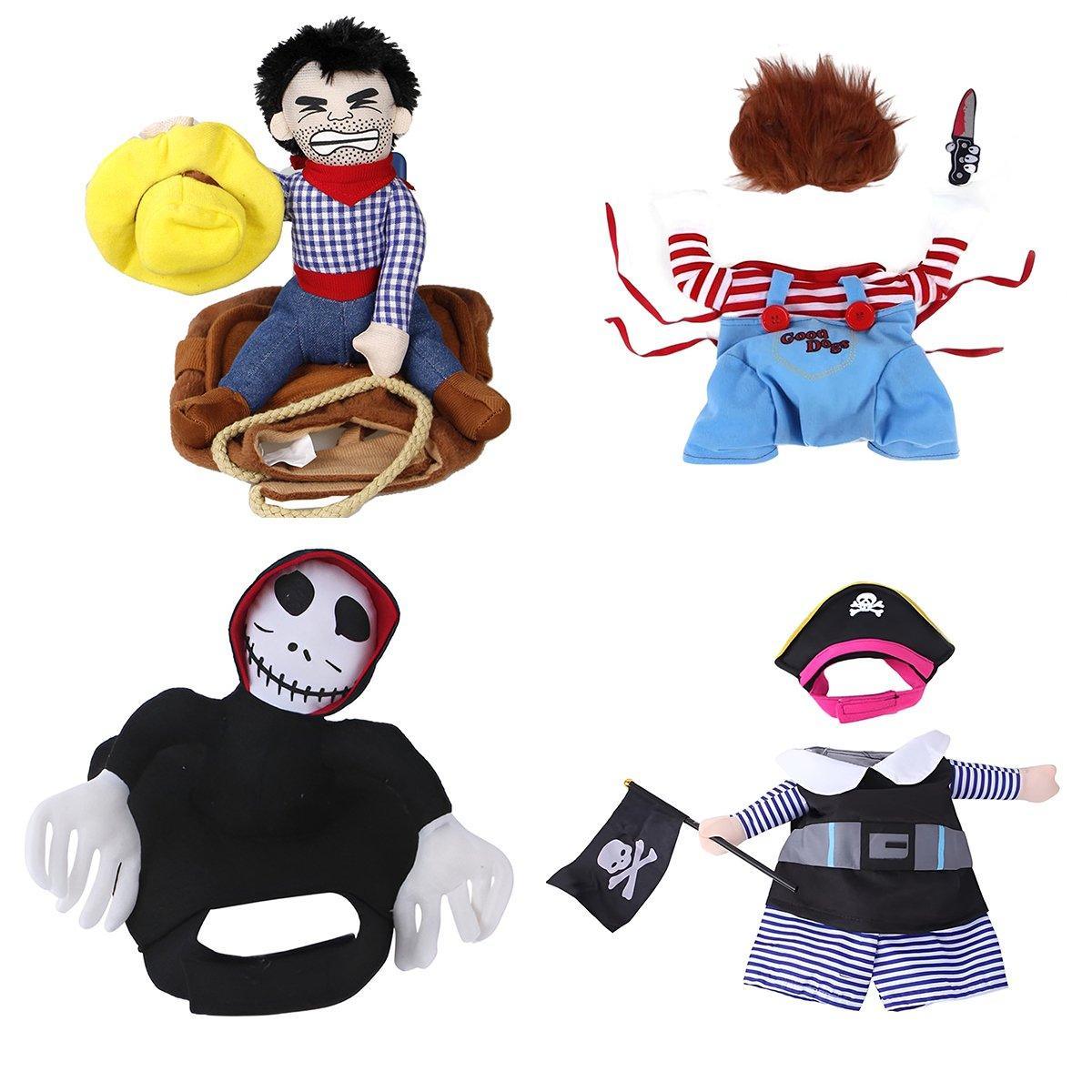 Halloween Dog Costume Pet Accessories Funny Dress Up for Small Medium Dogs - Little Devil Riding-M