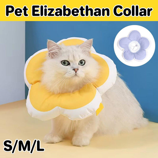 Elizabethan Cat Recovery Collar Anti Licking Pet Cone Protective Neck Ring - Purple-M