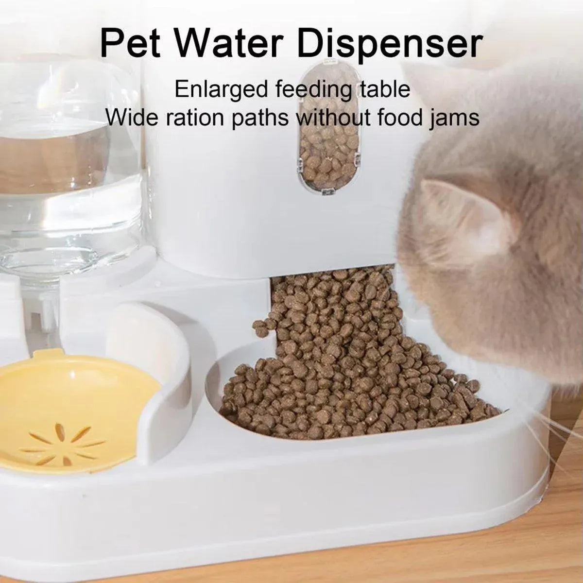 2in1 Pet Bowl Vertical Feeder and Drinker Cat Dog Bowl Water and Food in One - Grey