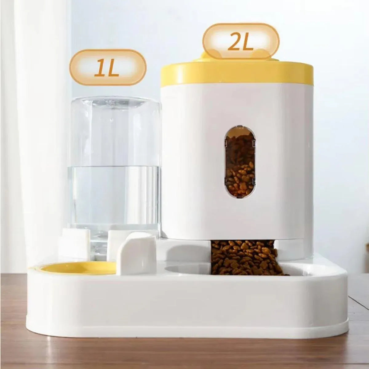 2in1 Pet Bowl Vertical Feeder and Drinker Cat Dog Bowl Water and Food in One - Grey