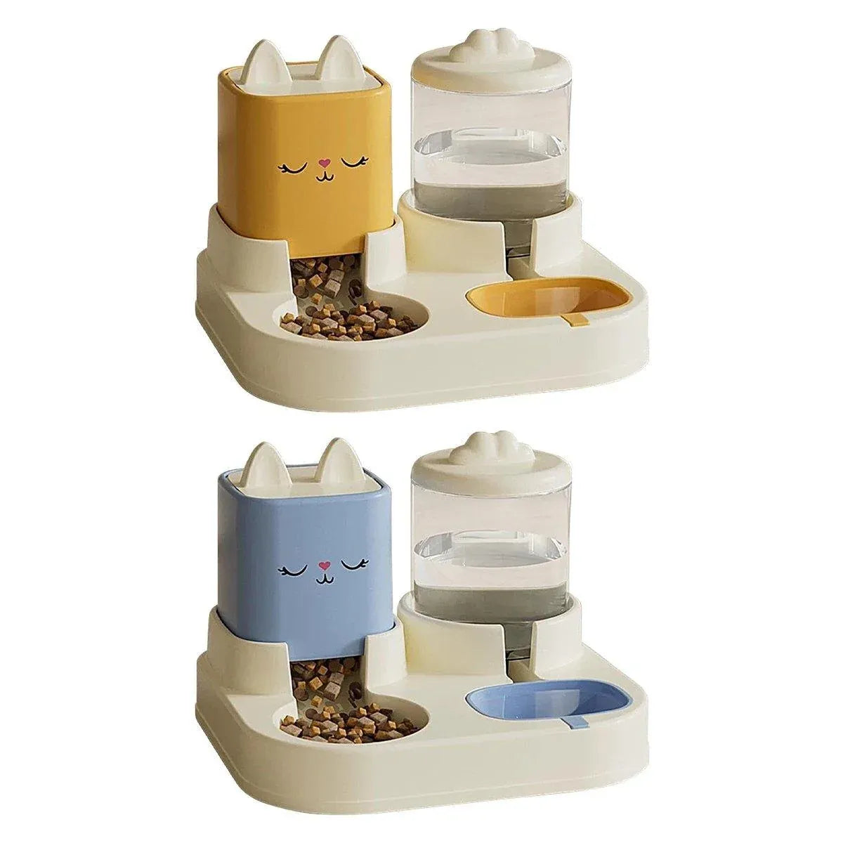 Pet Cartoon Feeding Bowl Universal Water Feeder Cat Dog Food Dish Durable Stand - Yellow