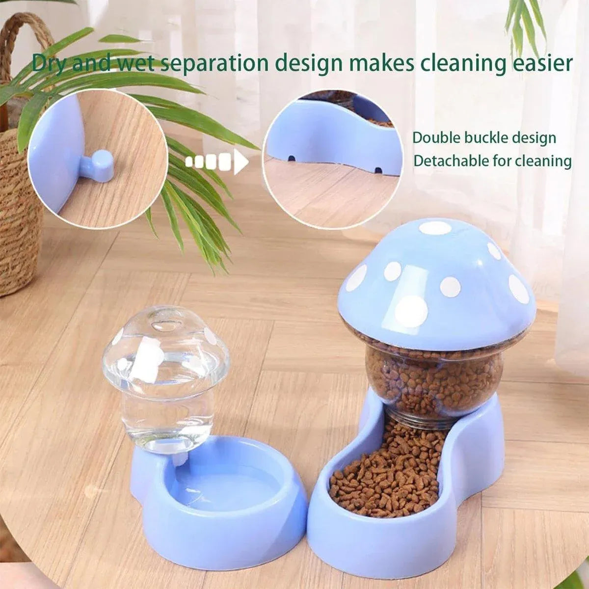 Cat Bowl Pet Feeding Bowl Double Dog Food Water Bowl for Cats and Dogs Feeding - Blue