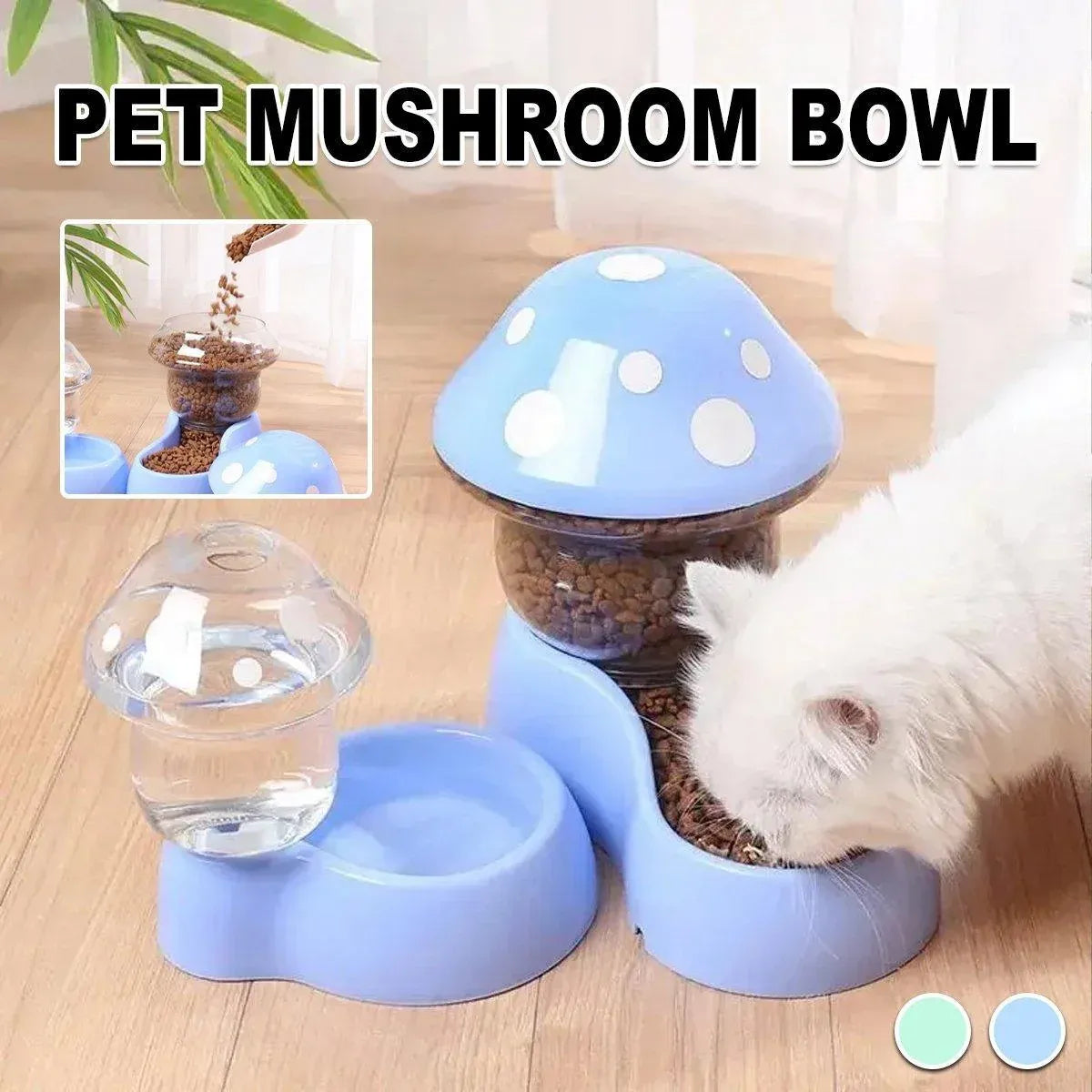 Cat Bowl Pet Feeding Bowl Double Dog Food Water Bowl for Cats and Dogs Feeding - Blue