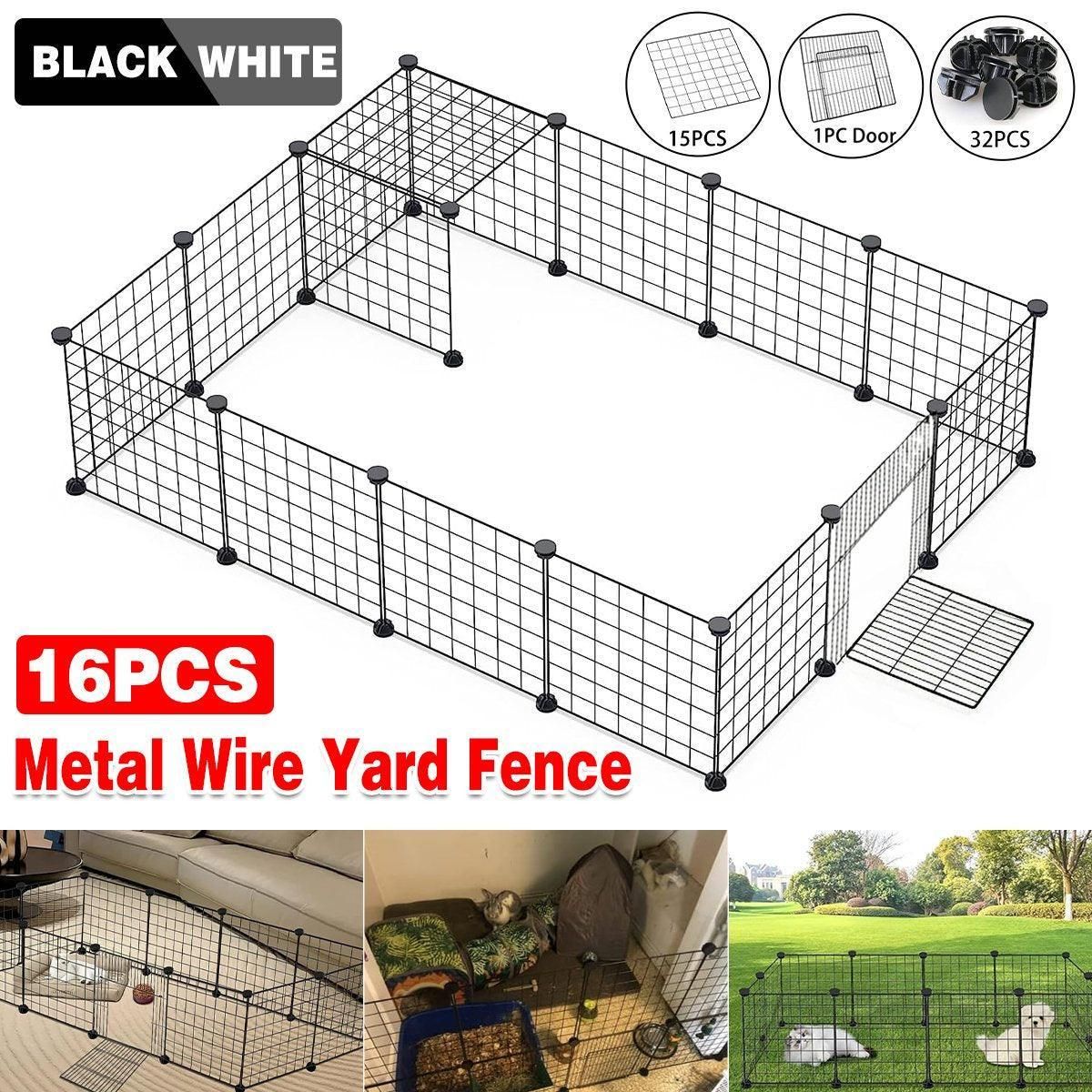 16pcs Large Cat Cage Indoor Cat Villa Double Layer Cat House Anti-jump Cat Fence - Black