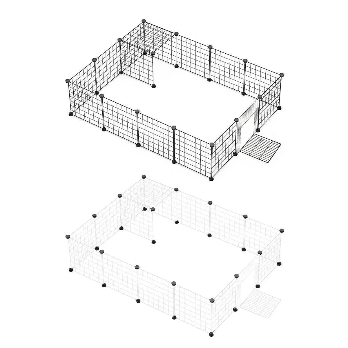 16pcs Large Cat Cage Indoor Cat Villa Double Layer Cat House Anti-jump Cat Fence - Black