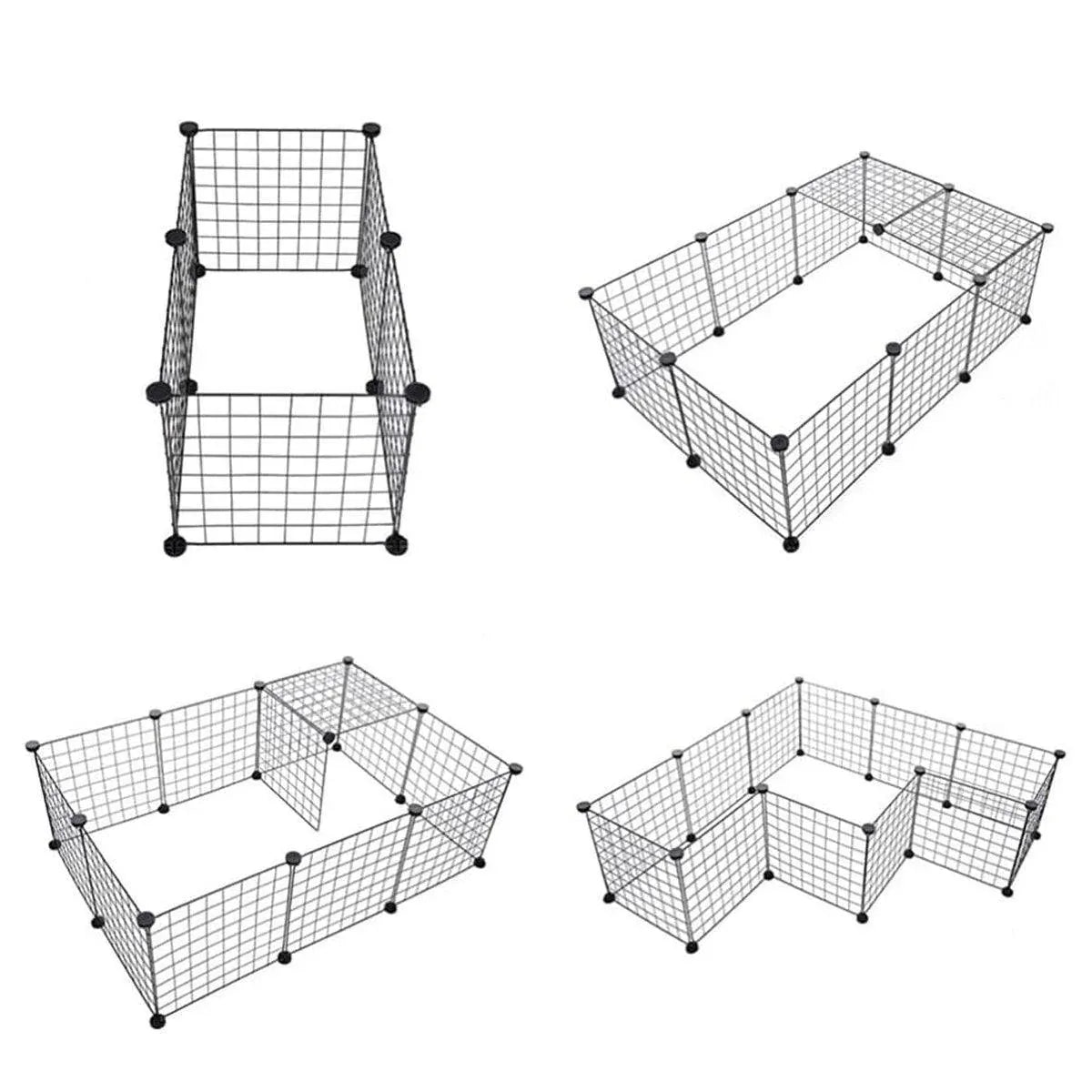 16pcs Large Cat Cage Indoor Cat Villa Double Layer Cat House Anti-jump Cat Fence - White